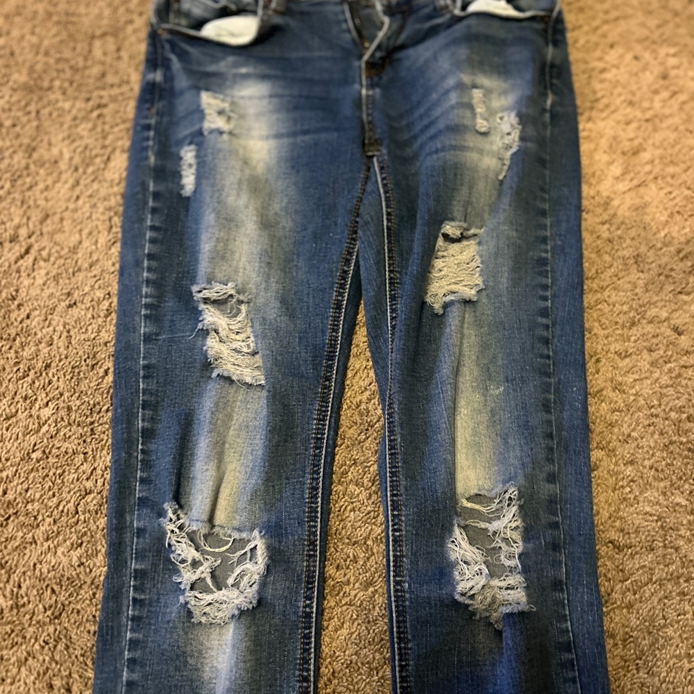 Distressed Blue Jeans - Picture 2 of 5
